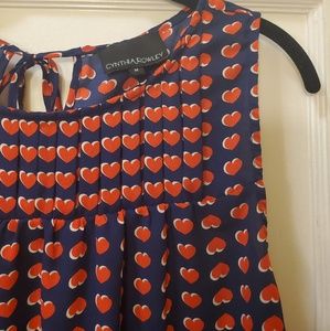 Blue top with red heart print